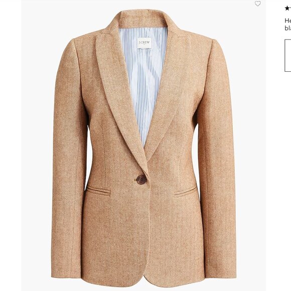 J. Crew Factory Herringbone wool-blend Holland blazer Cream Tan Size 2 NWOT - Picture 1 of 10